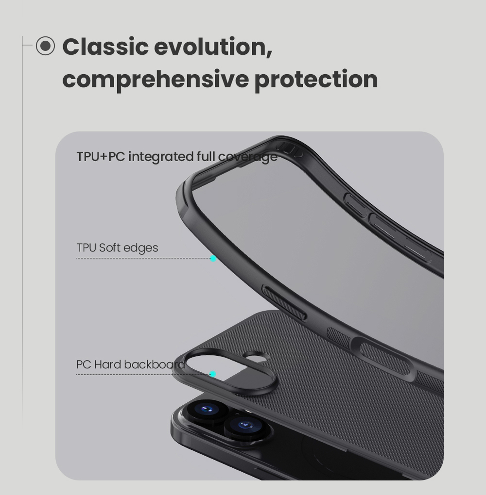 Усиленный противоударный чехол черного цвета от Nillkin для iPhone 17, серия Super Frosted Shield Pro