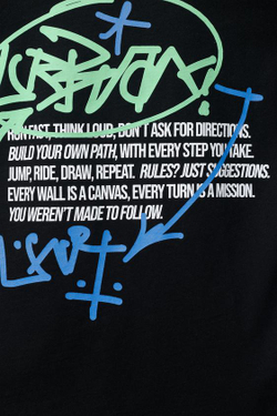 ZARA ФУТБОЛКА С ПРИНТОМ В СТИЛЕ ГРАФФИТИ, ЧЕРНЫЙ