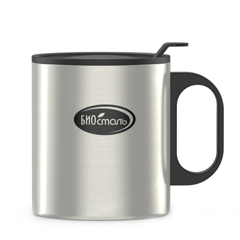 Термокружка Biostal (0,45 литра) с пластиковой ручкой и крышкой