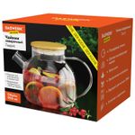 Чайник заварочный 900 мл "Бочонок", жаропрочное стекло, спиральное сито, DASWERK, 608644