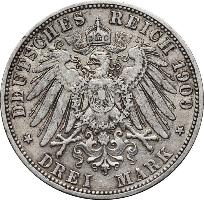 3 марки 1909 Германская империя (Пруссия) XF