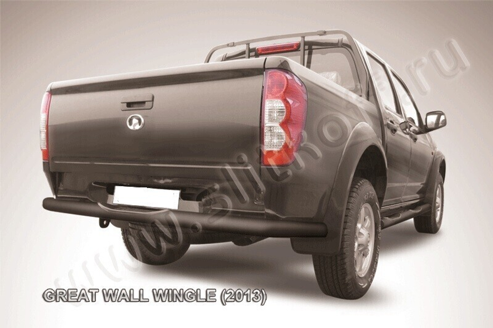 Защита заднего бампера Great Wall Wingle (2011-2015) d76 с проступями серебристая