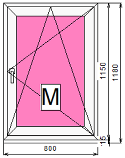 Пластиковое окно с поворотно-откидной створкой 1150 х 800 ТермА Эко + Москитная сетка