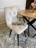 Круглый раздвижной стол "Лофт", дуб вотан и стулья "Ральф" бежевые