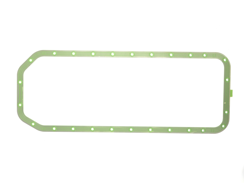 Прокладка поддона маслянного картера УРАЛ зеленая, силикон-металл, цельная (ПТП64)