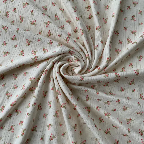 Рибана ажурная, молочная/веточки