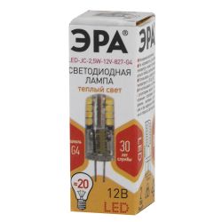 Лампочка светодиодная ЭРА STD LED JC-2,5W-12V-827-G4 G4 2,5Вт капсула теплый белый свет | Лампы cветодиодные Капсульные (G4, G9)