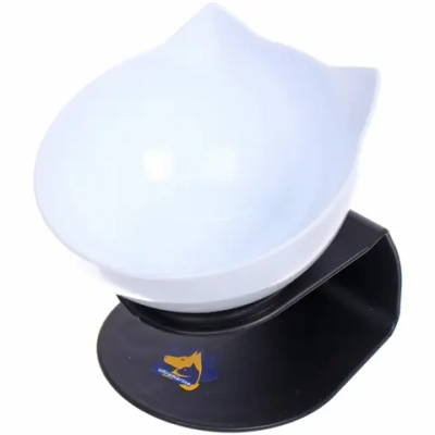 Миска пластиковая на подставке «МУРОЧКИН», цвет белый/черный, 13,5*13см /270мл