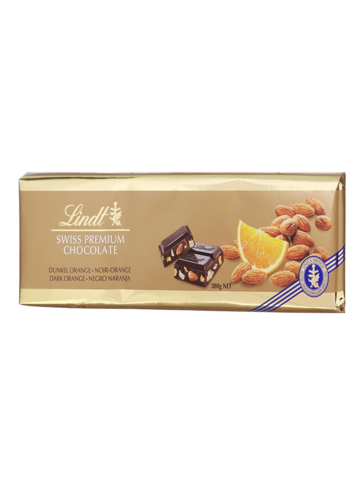 Тёмный шоколад Lindt с апельсином и миндалем 300 г x 2 шт
