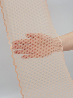 Эластичное кружево насыщенный персик крупная ячейка ширина 22 см