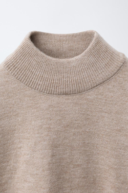 ZARA ТРИКОТАЖНЫЙ ДЖЕМПЕР С ВОРОТНИКОМ-СТОЙКОЙ, ПЕСОЧНЫЙ