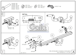 Фаркоп оцинкованный Galia O070C для OPEL Crossland X 2017-(паспорт и сертификат в комплекте)(без электрики)