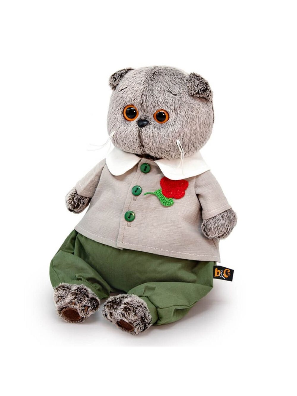 Мягкая игрушка Басик в комплекте с цветком 30 см