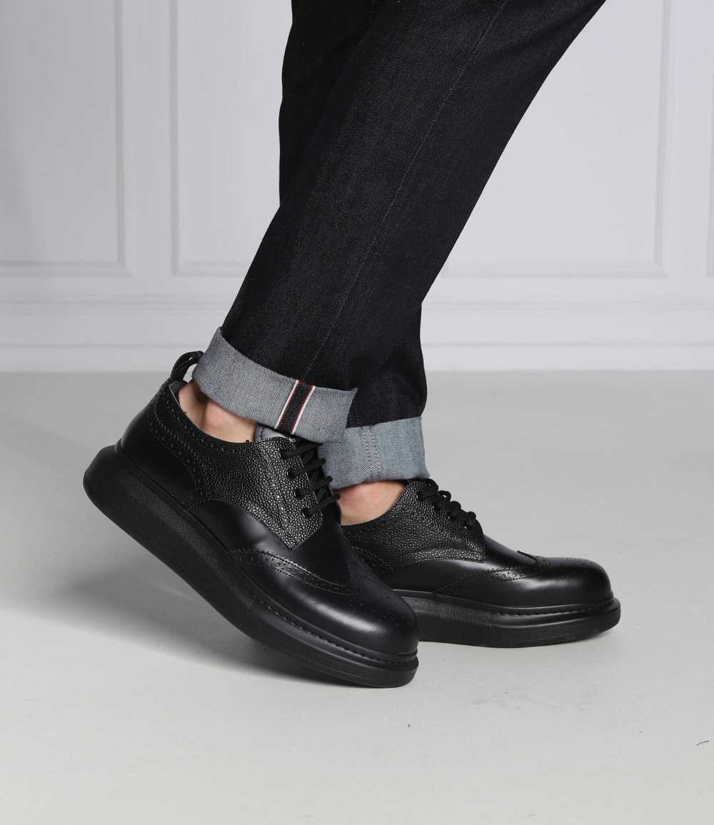 Кожаные оксфорды new liquid spazzolat Alexander McQueen - черный(586200 WHX53)