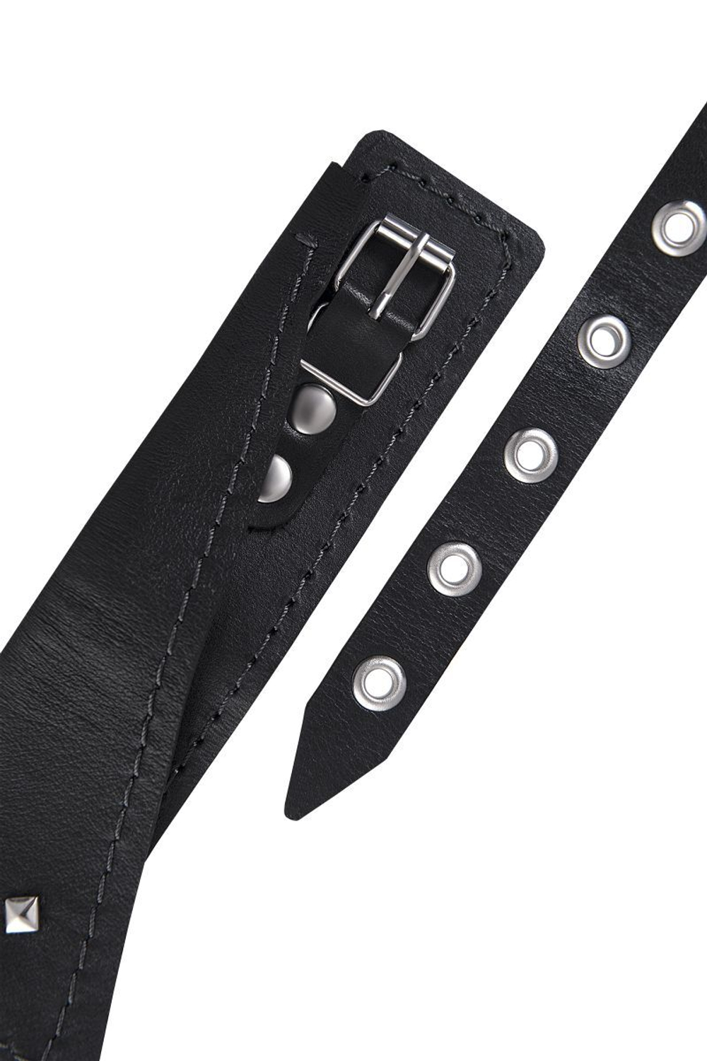 Черный ошейник-воротник с поводком (Цвет: черный)