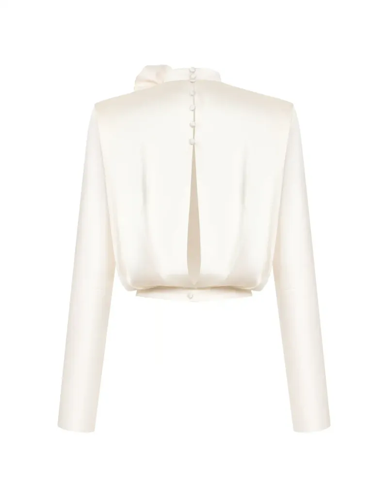 Jasmine top, топ с длинным рукавом и чокером из молочного атласа