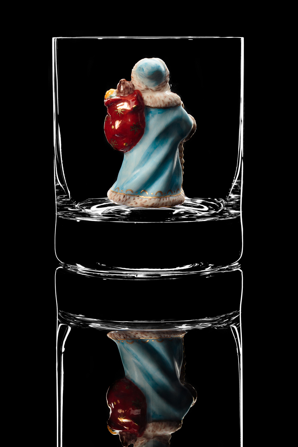 Бокал для виски "Дед мороз". (Голубая шуба).