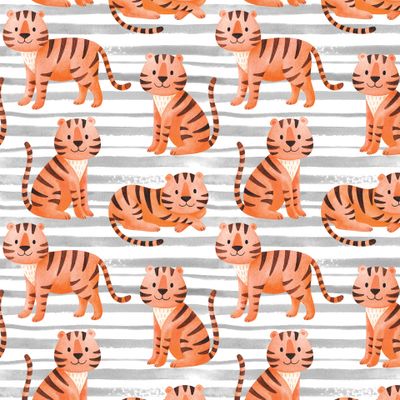 Акварельные тигры на белом