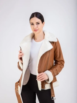 Дубленка авиатор женская натуральная короткая зима Турция