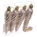 Ёлочные игрушки «Сосулька спиралька» 8,5см (набор 4шт), шампань