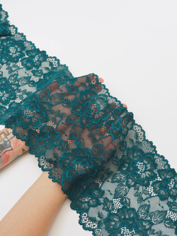 Эластичное кружево темно-зеленое ширина 18,5 см