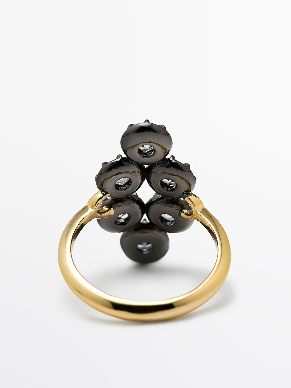 Massimo Dutti Искусственно состаренное кольцо со стразами, золотистый