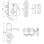 Замок врезной Trodos, 50/76-ЦМ70 AB, 202062, ручка в комплект, цилиндровый, бронз