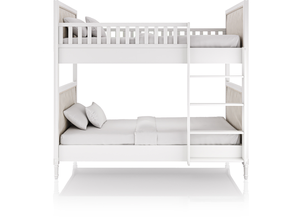 Кровать двухъярусная Elit (белый, бежевая ткань)