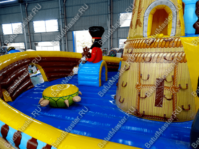 Коммерческий надувной батут "Корабль с осьминогом" 16*9*7 м