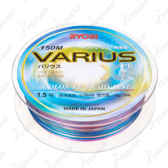 Шнур VARIUS PE8X-150MI 1.5# Multi Colour 0,205мм Ryobi