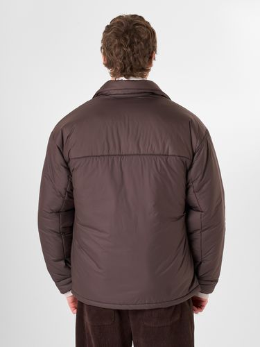 Шоколадный пуховик-рубашка на кнопках