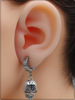 Клипса без прокола (1шт) "Череп" (22х14мм) Сталь.