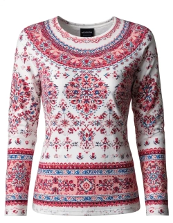 Лонгслив folk женский QOZA, красный , р. xs-l