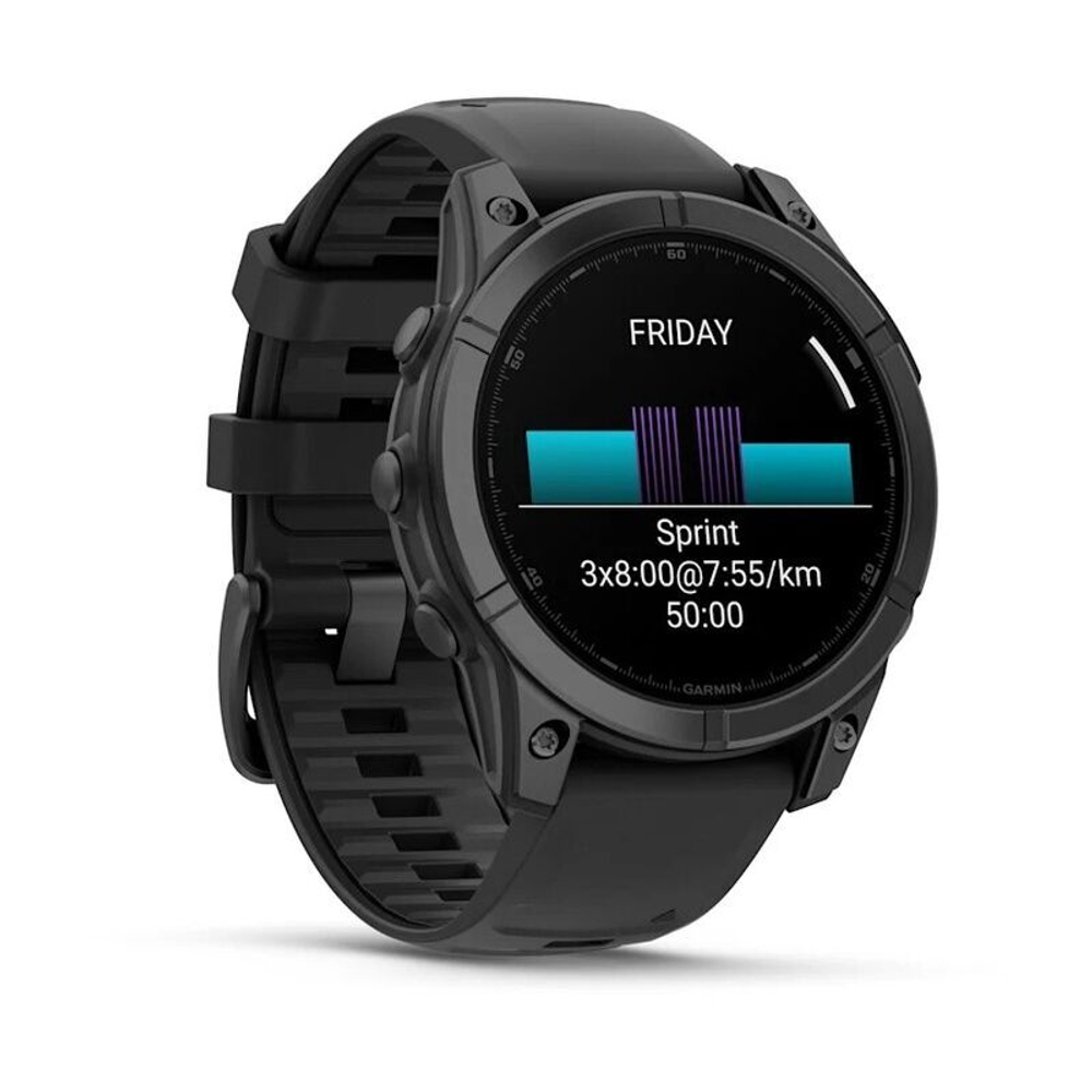 Умные часы Garmin FENIX E 47 мм Amoled Slate Gray Steel With Black Silicone Band