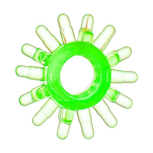 Зеленое гелевое эрекционное кольцо 1,5см с шипами ToyFa Basic 818003-7