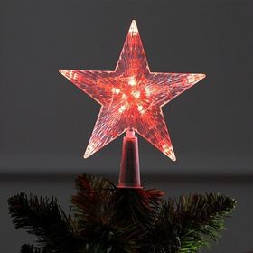 Наконечник Звезда ёлочная,16 см, 10 LED, провод 2 метра, 220 В, свечение красное