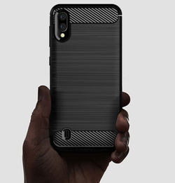 Чехол для Samsung Galaxy A10 (Galaxy M10) цвет Black (черный), серия Carbon от Caseport