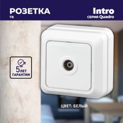 Розетка Intro Quadro 2-301-01 TV одиночная, IP20, ОУ, белый
