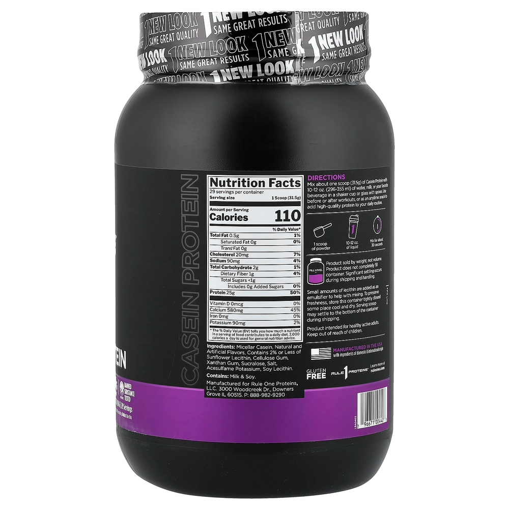 Rule One Proteins, протеиновая смесь для приготовления напитка с казеином, ванильный крем, 914 г (2,01 фунта)