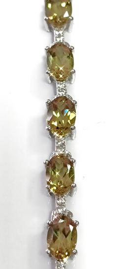 Браслет Эстерелла, родированный, султанит/циркон, серебро 925, 16см