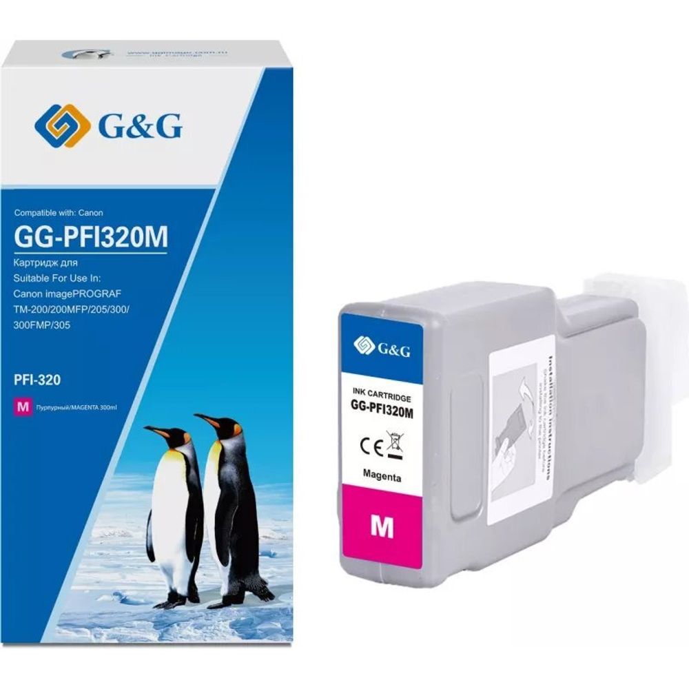 Картридж струйный G&amp;G PFI-320M, аналог Canon 2892C001 пурпурный 300ml