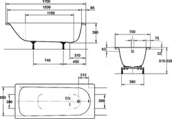 Стальная ванна Kaldewei Eurowa (Калдевей Еврова) 170x70 mod. 312-1