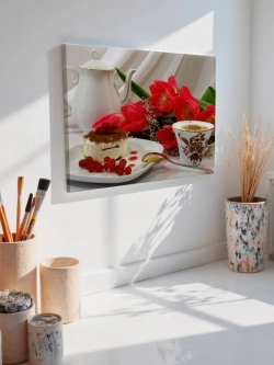 Картина на стену 40 X 50 Цветы Пироженое