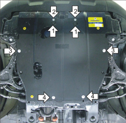 Защита картера Двигателя, КПП. 2 мм, Сталь. для KIA Sorento 2009-2012 MOTODOR.01027