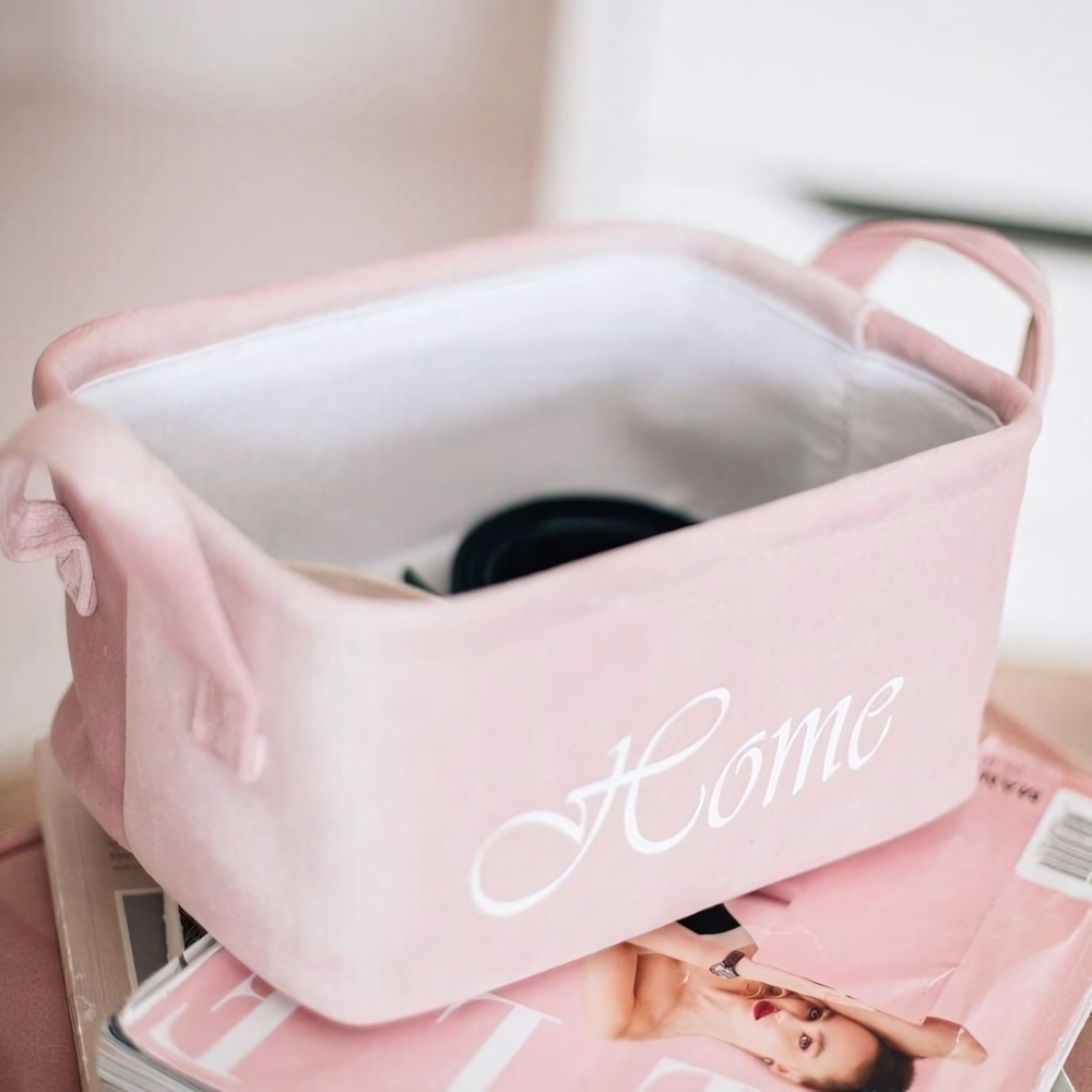 Корзина для хранения "Велюр", Д210 Ш160 В120, розовый