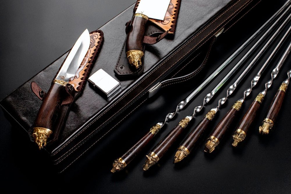Подарочный набор шампуров в кейсе "Волк №3"
