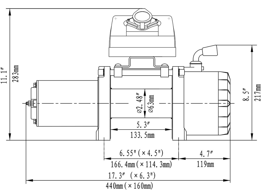 Лебёдка автомобильная электрическая 12V Runva 5000 lbs 2268 кг