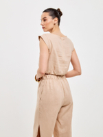 Топ льняной с крылышками латте