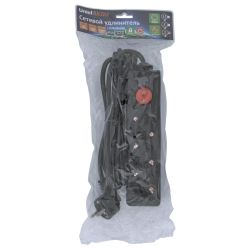 S-GCU3-3B BLACK Удлинитель серии Ultra. шнур 3м.. 3 гнезда. 16A. с-з. Черный. TM Uniel