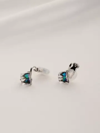 Клипсы Миражи с зелеными кристаллами Swarovski